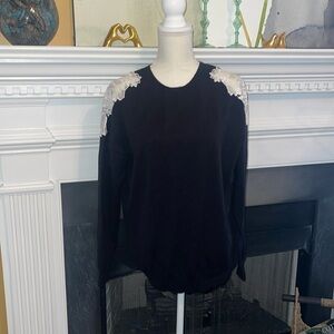Antonio Melani  Crewneck Lace Accent Sweater Top Shirt Black/Cream. Worn once.